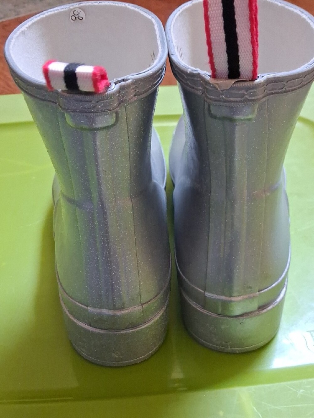 Hunter Womens Silver Sparkle Short Rain Boots - Picture 2 of 5